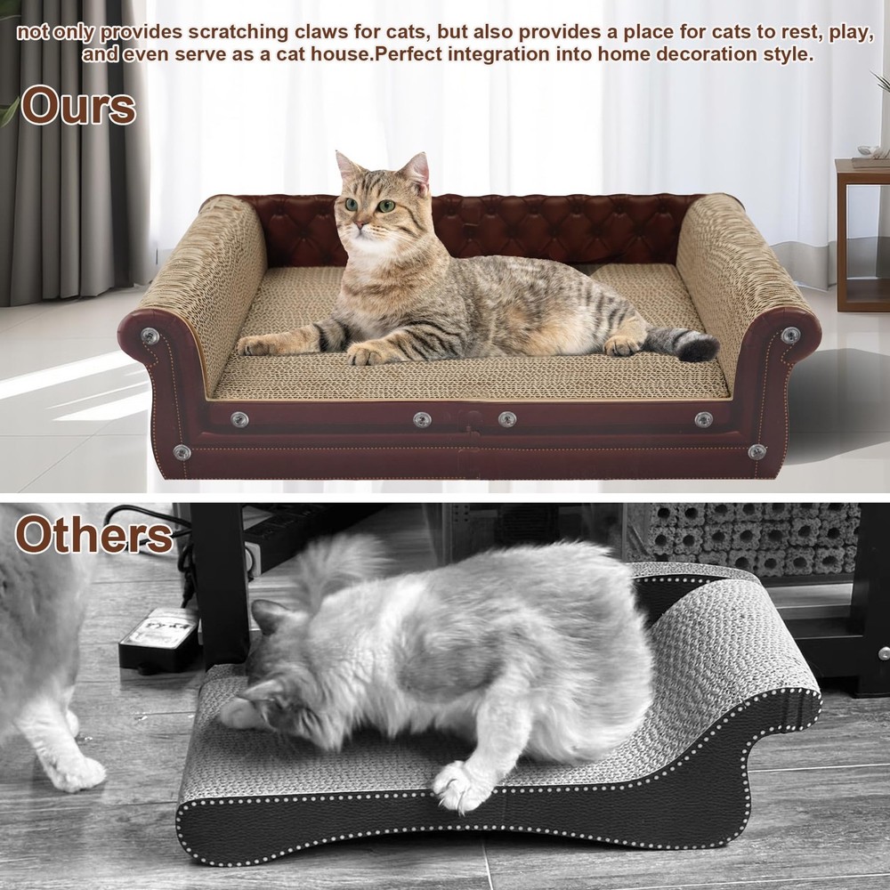 Scratching Sofa, Couch Shaped Thick Scratching Cardboard, Lounge Bed for Indo...