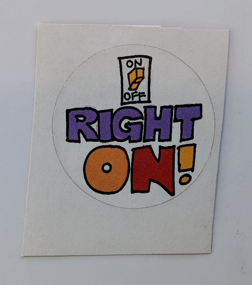 Vintage 80s Troll Associates "Right On!" Light Switch 1" Sticker