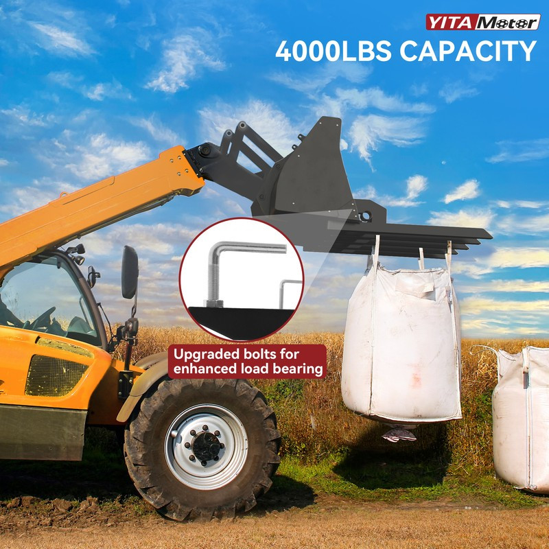 60" Clamp Debris Forks Tractor Skid Steer Loader Bucket Pallet Forks Heavy Steel