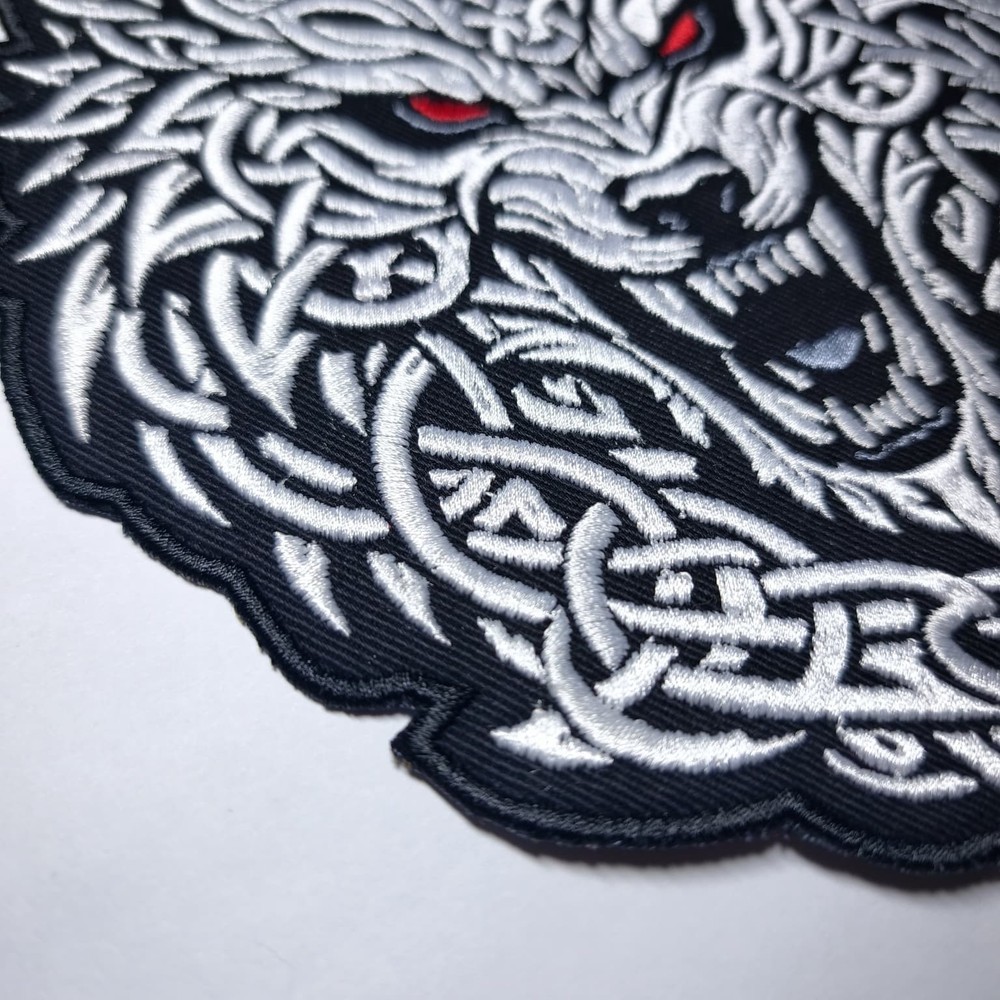 Viking Wolf Back Patch Embroidered Large Norse Biker Jacket Vest Patch