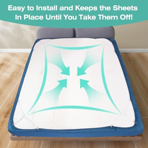 Bed Sheet Straps, Easy to Install Bed Sheet Clips, Fitted A-white, 4pcs Set
