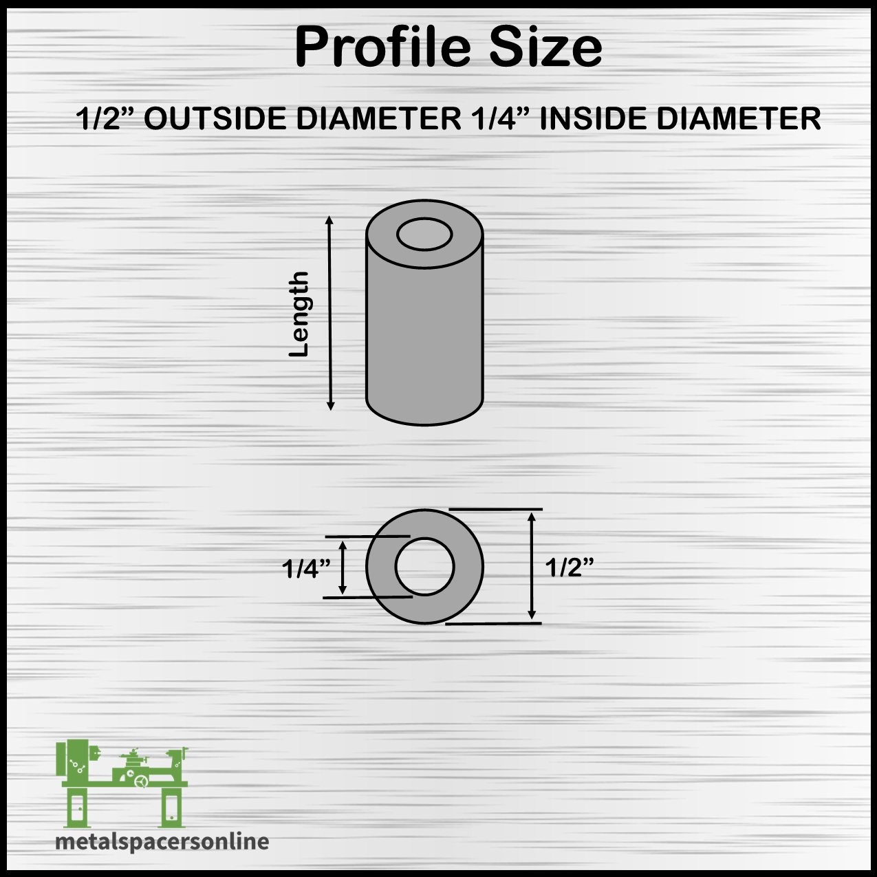 New Mild Steel Spacer Bushing 1/2" OD x 1/4" ID--Fits M6 or 1/4" Bolts