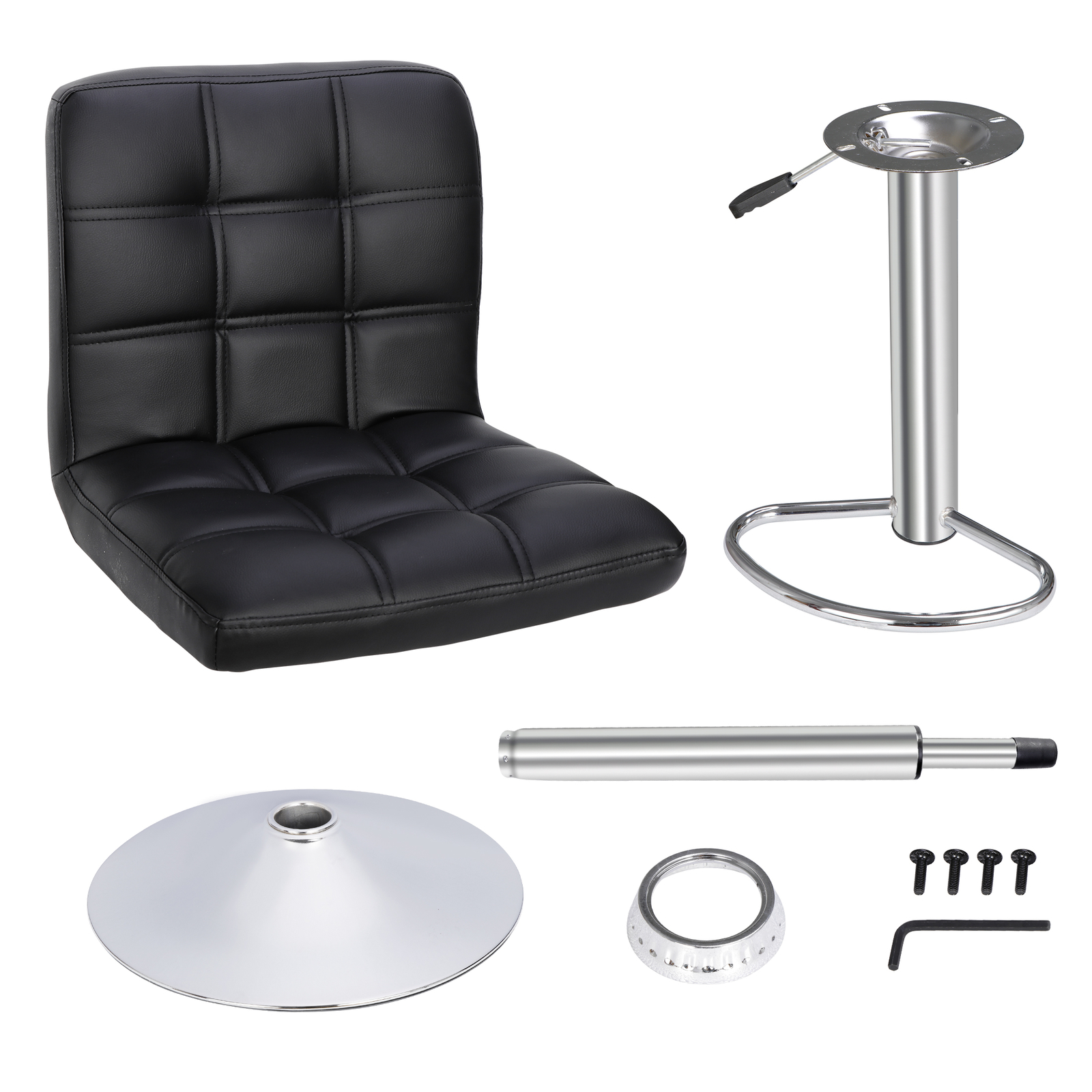 Set of 4 Black Adjustable Modern Swivel Bar Stools Dining Chair Counter Height