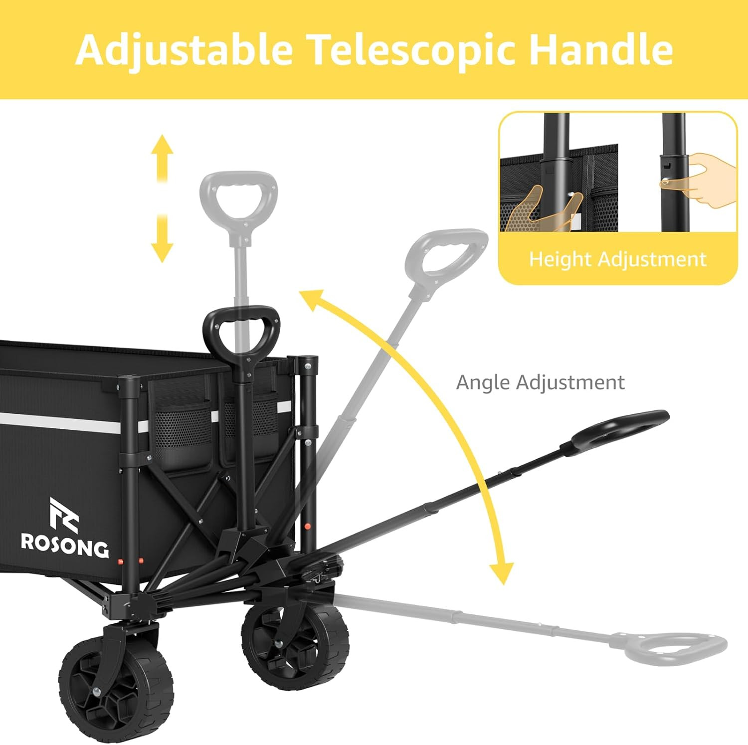 Collapsible Wagon Cart with Wheels Foldable - Folding Utility Heavy Duty Wagons