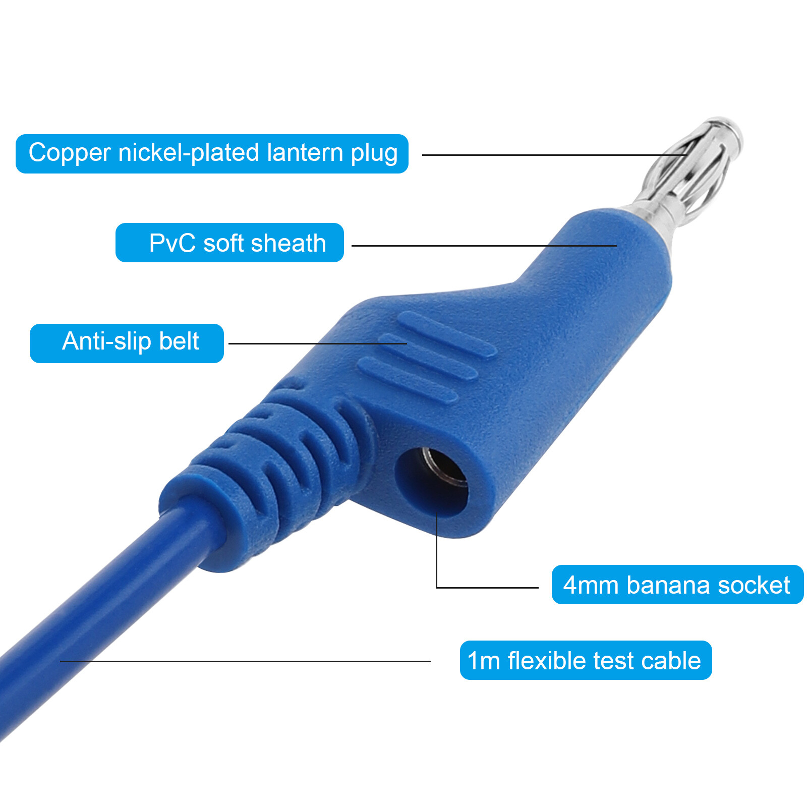 5Pcs Stackable Banana to Banana Plug Test Lead Soft Wire Cable for Multimeter