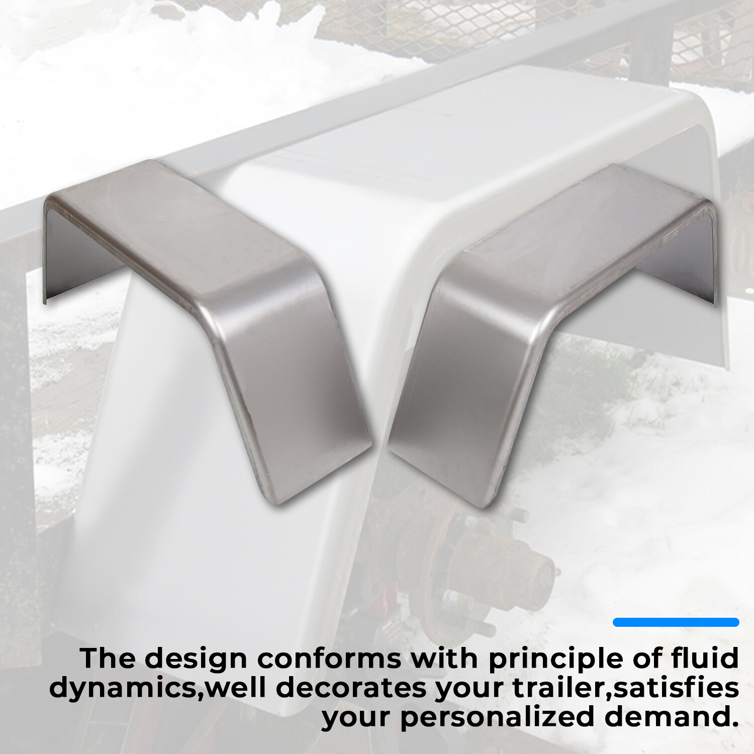 Set of 2 Square Steel Cargo Trailer Fenders Pair 14"-16" wheels