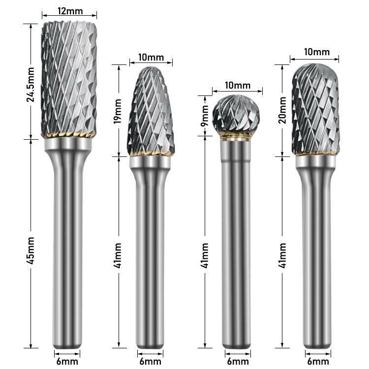 Carbide Burr Set 8pcs with 1/4''Shank Double Cut Solid Power Tools Tungsten Bits