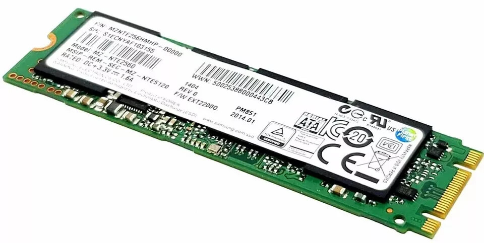 M.2 SSD 256GB SATA Double Notch with Windows 11 UEFI Installed