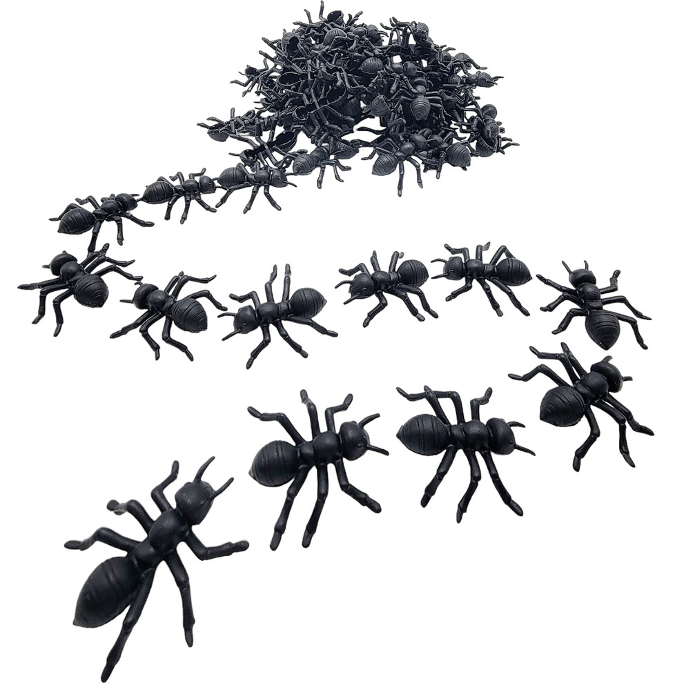 Large Black Carpenter Ant Toys (72 Pack) Plastic. 1.5"