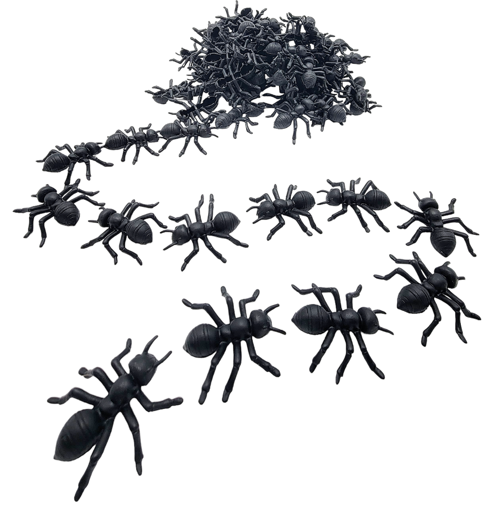Large Black Carpenter Ant Toys (72 Pack) Plastic. 1.5"