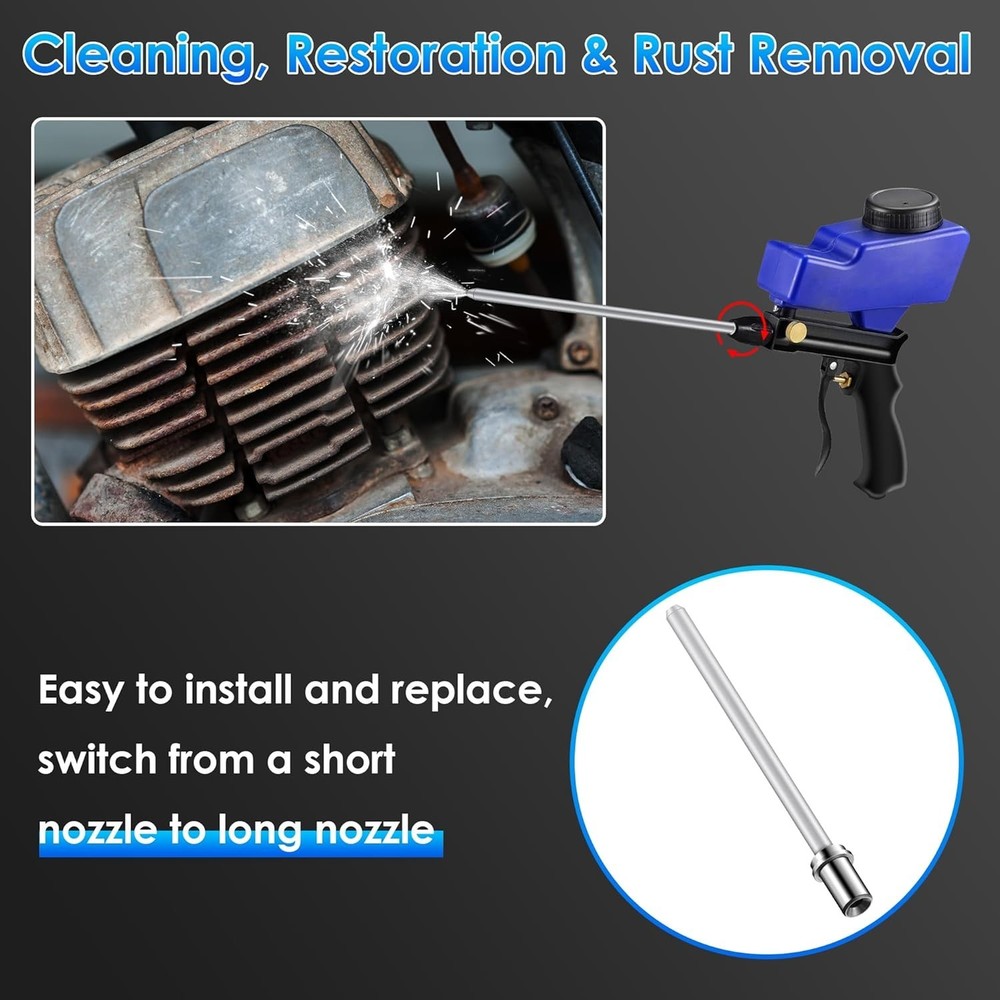 Sand Blaster Long Nozzle Attachment, Sandblasting Nozzle Tip Adapter for