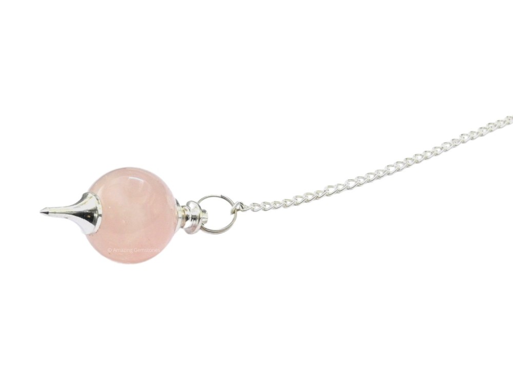 Rose Quartz Dowsing Crystal Ball Pendulum