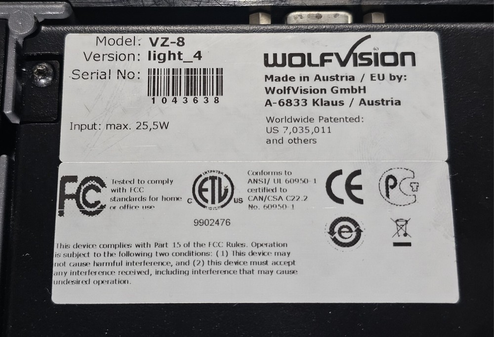 Wolfvision VZ-8light 4 CMOS 1080p Visualizer and Document Camera