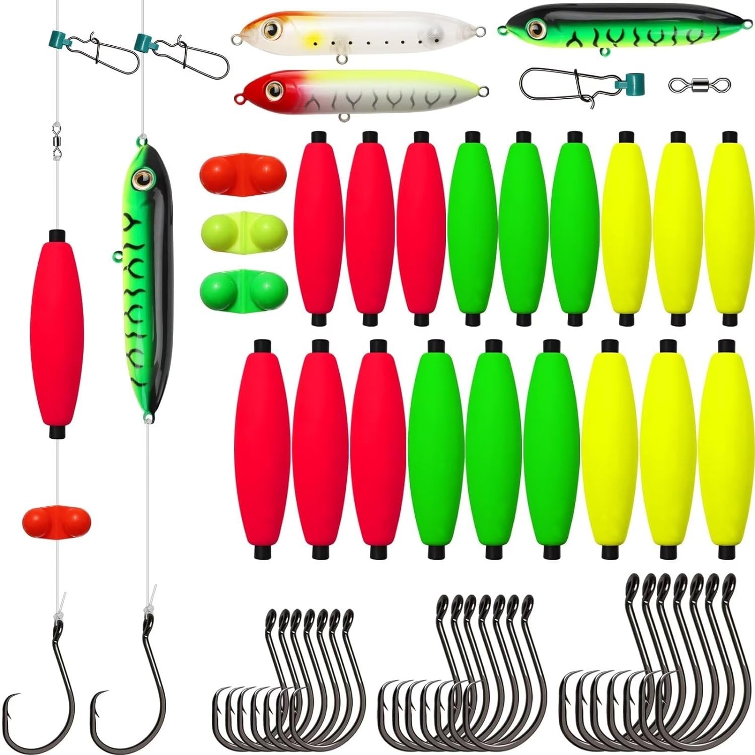 Dovesun Catfishing Tackle Kit - 99PCS Floats Hooks Bells Swivels Rig Accessories