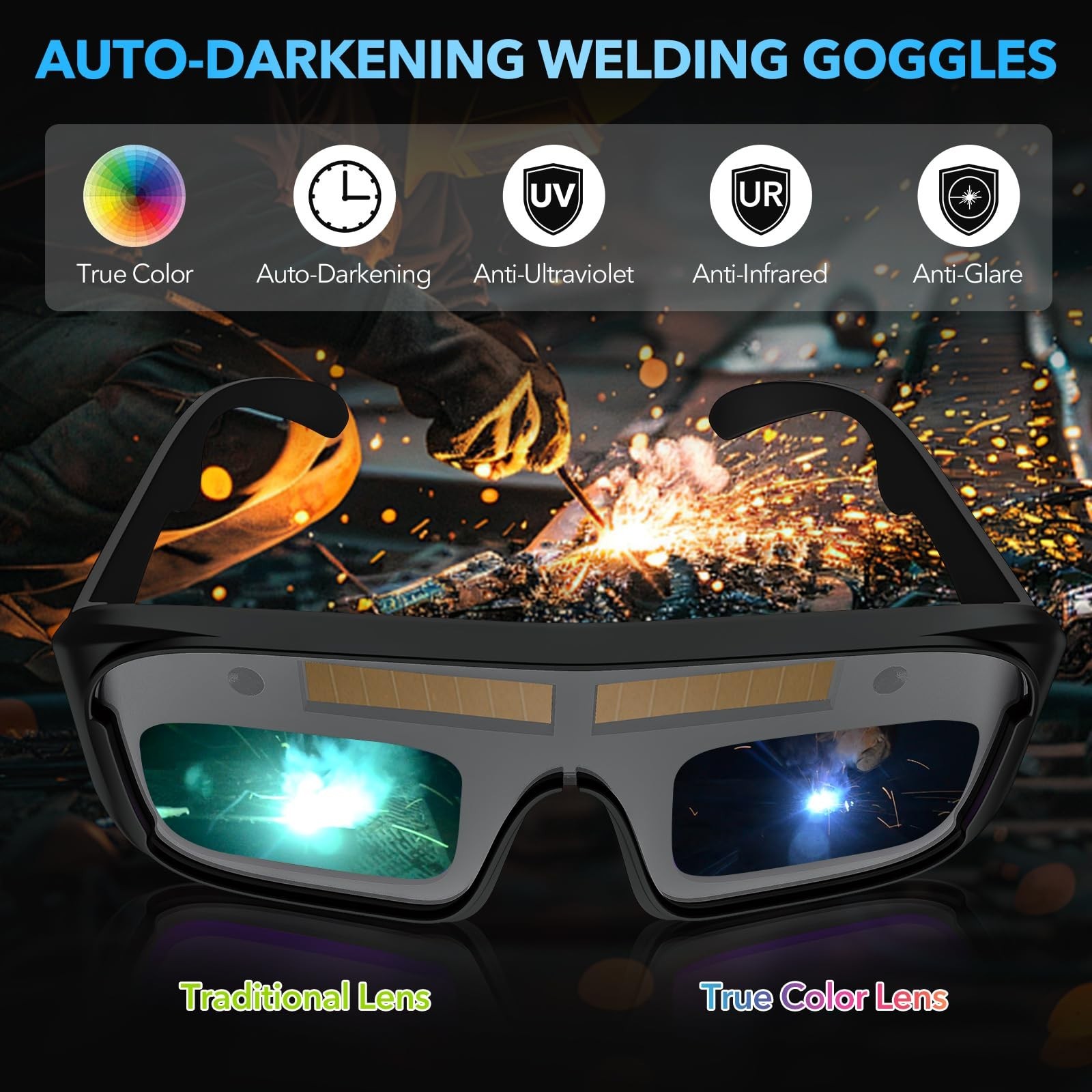 110V Handheld Welding Machine Kit with Auto-Darkening Goggles & Welding Rods