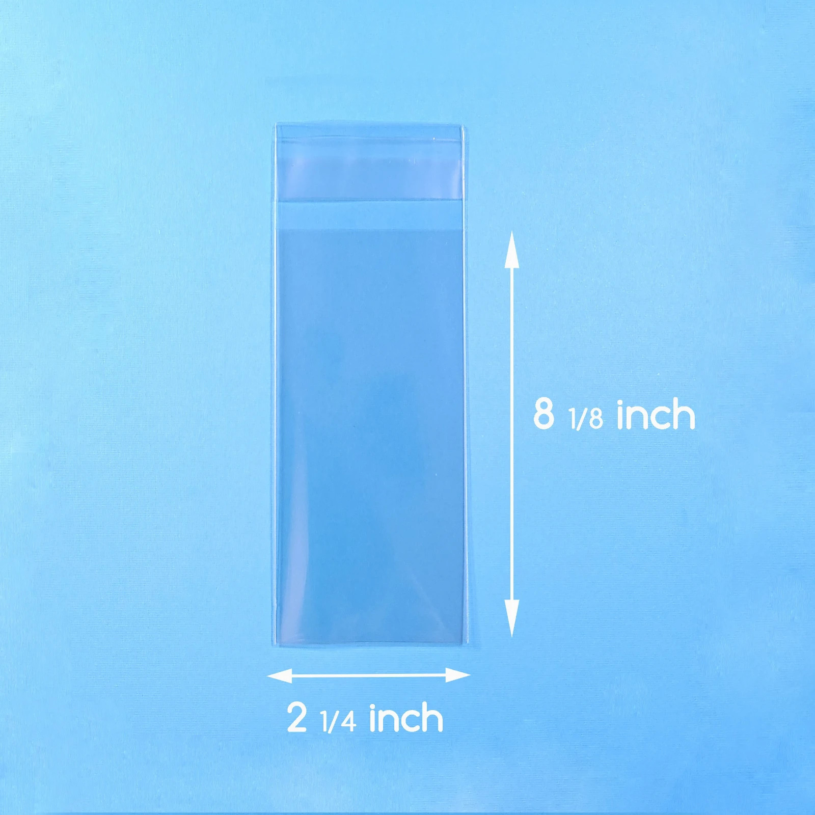 100 2 1/4 x 8 1/8 inch Clear Cello Resealable Bag Cellophane Plastic Packaging