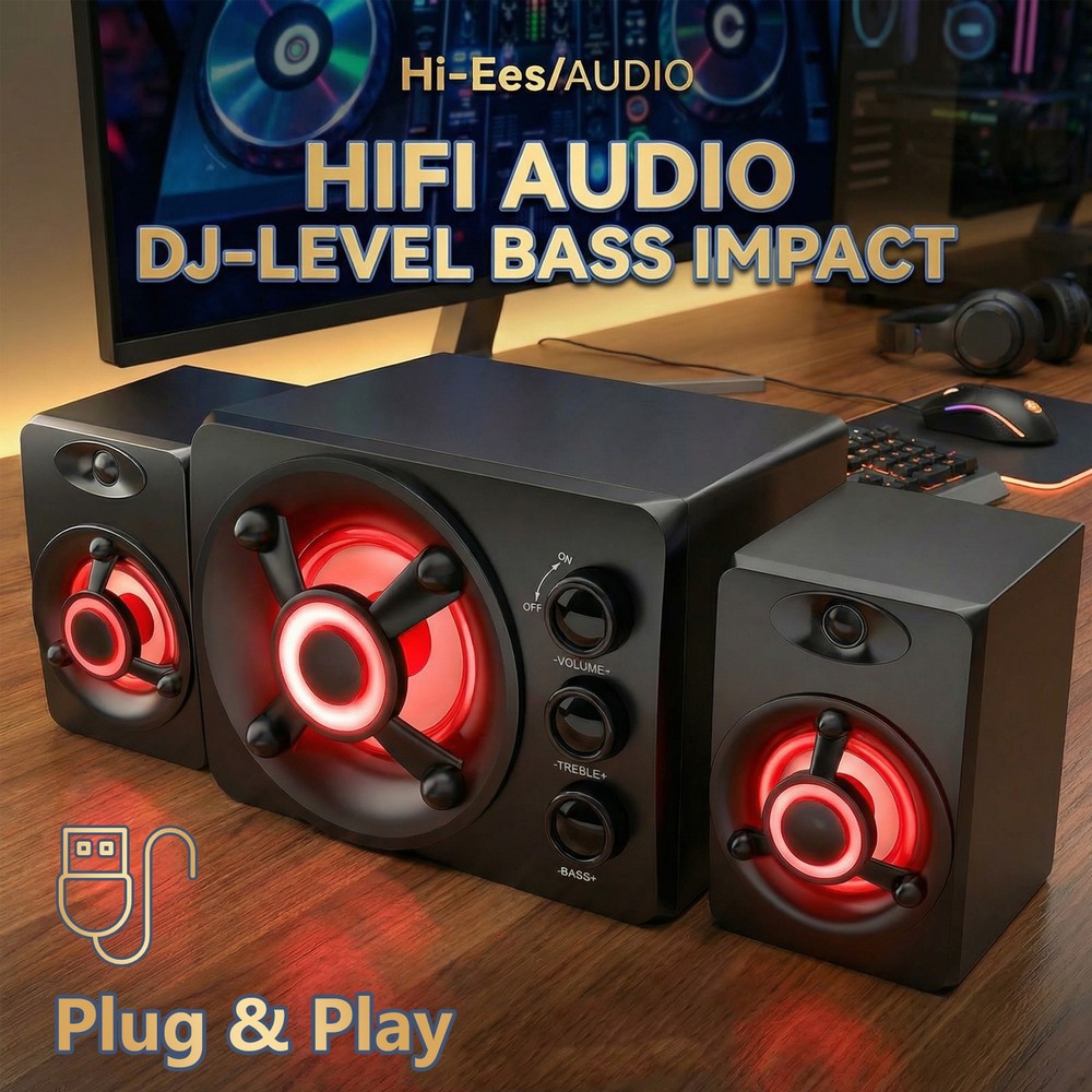 Wired Computer Speakers USB Powered Surround Sound System for Desktops & Laptops