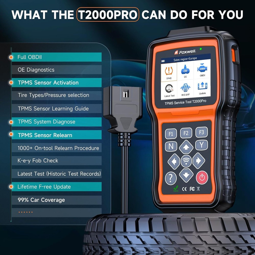 Foxwell T2000 Pro TPMS Relearn Programming Sensors Activation Diagnostic Tool