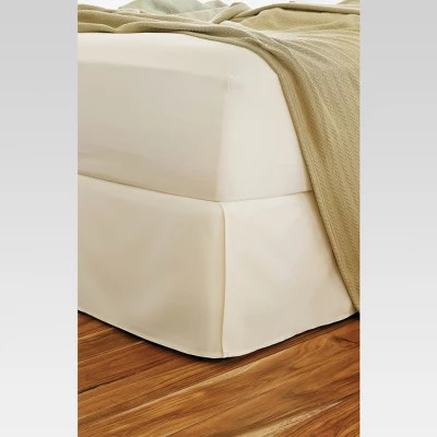 Threshold Bed Skirt Oversized Cotton Sateen Pleated Wrinkle-Free, White, Queen