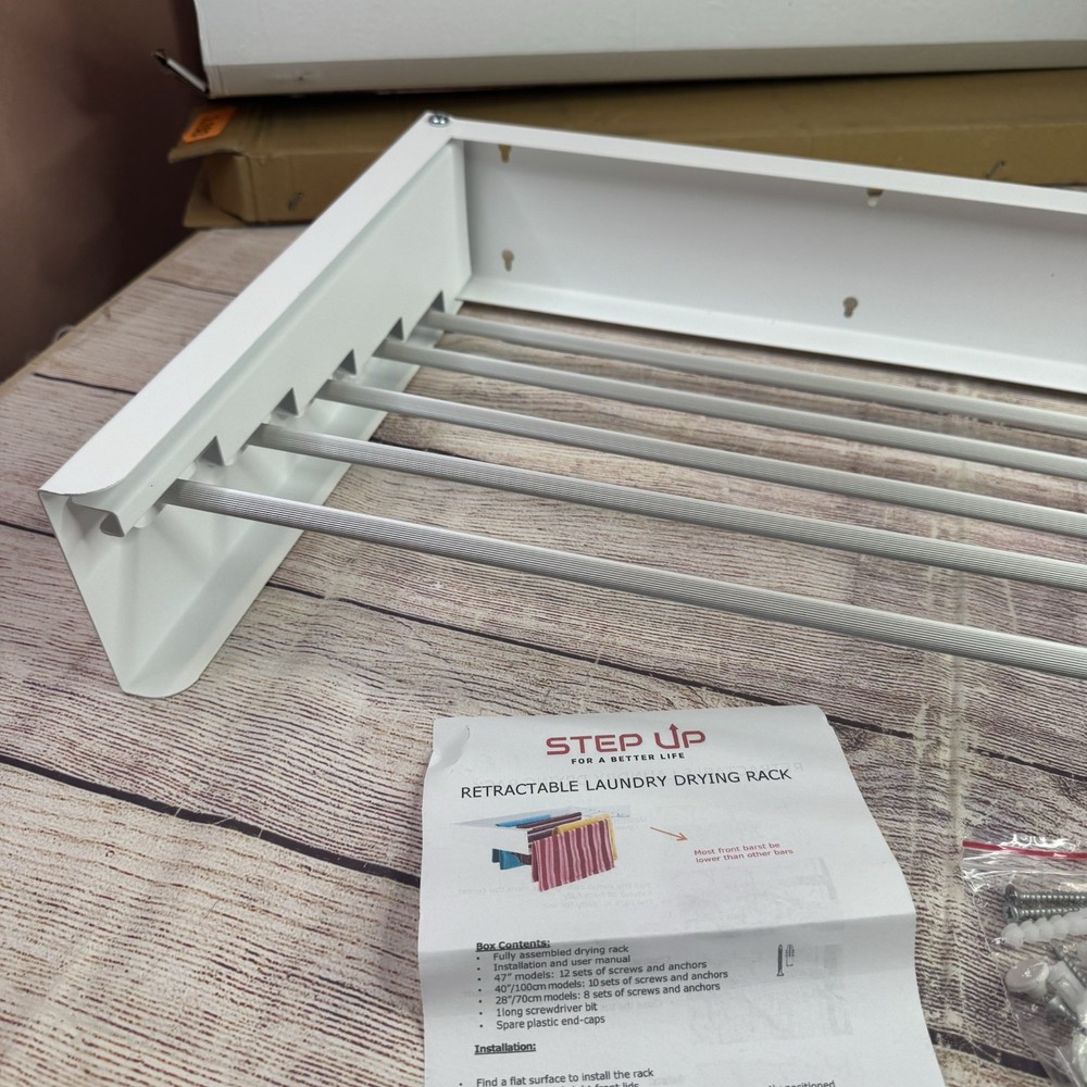 28” Wall Mount Folding Laundry Drying Rack Retractable 40lb Capacity