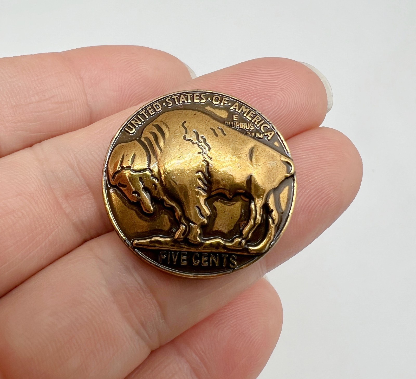 10PC Antiqued Gold Buffalo Rustic Metal Buttons Shank Buttons 1" 26mm