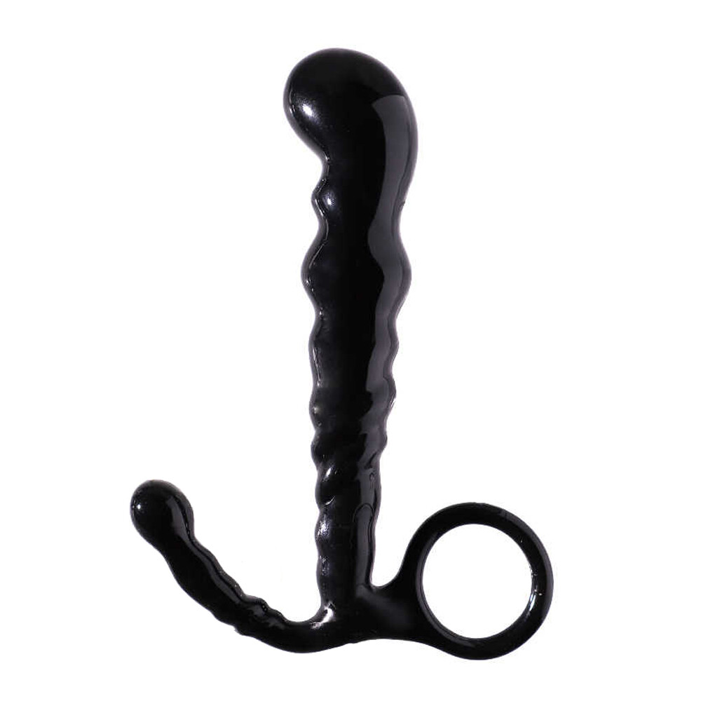 Dual Perineum & Prostate Massager with Pull Loop Ring, Waterproof for Men P-spot