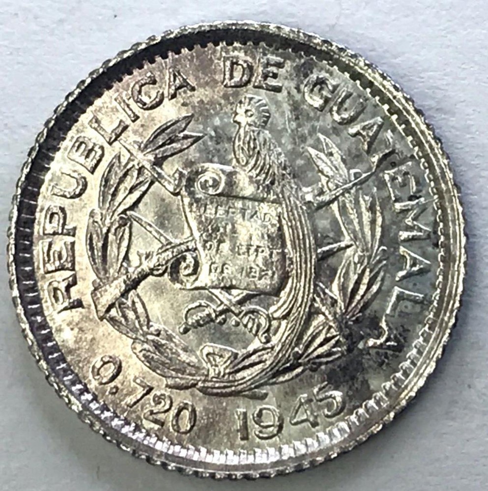 🇬🇹🇬🇹  1945 GUATEMALA  5 CENTAVOS CENTS UNC 🇬🇹🇬🇹