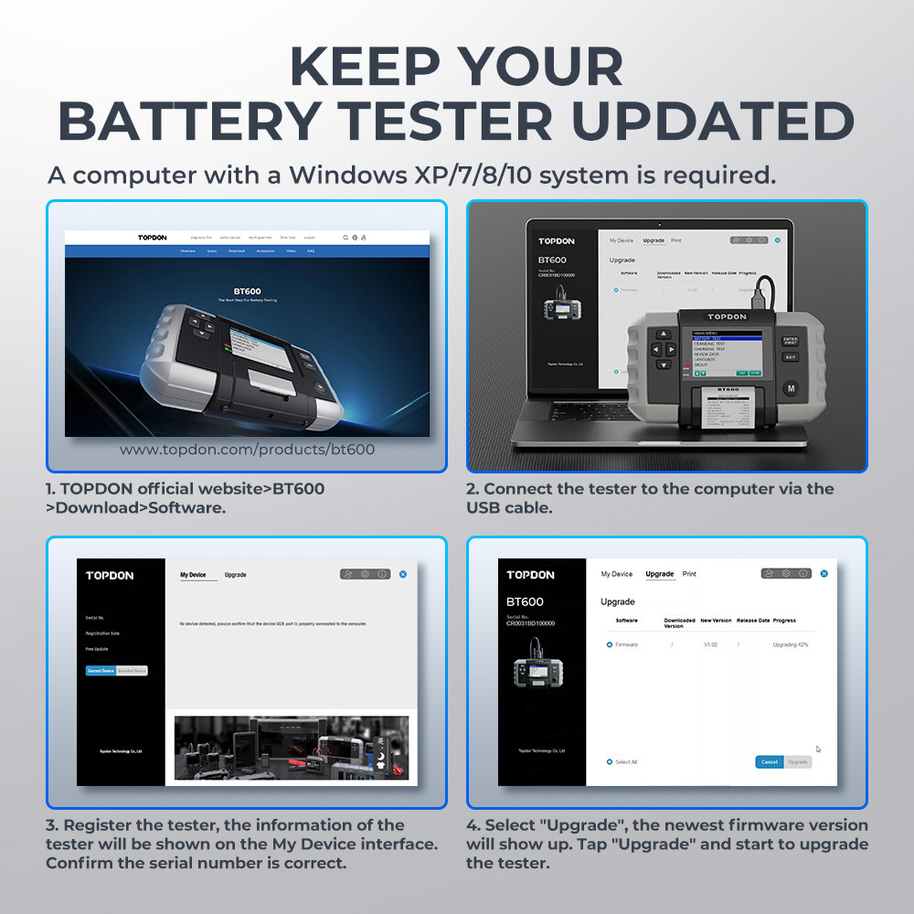 BT600 TOPDON High-Precision Battery Tester with Built-in Printing Function