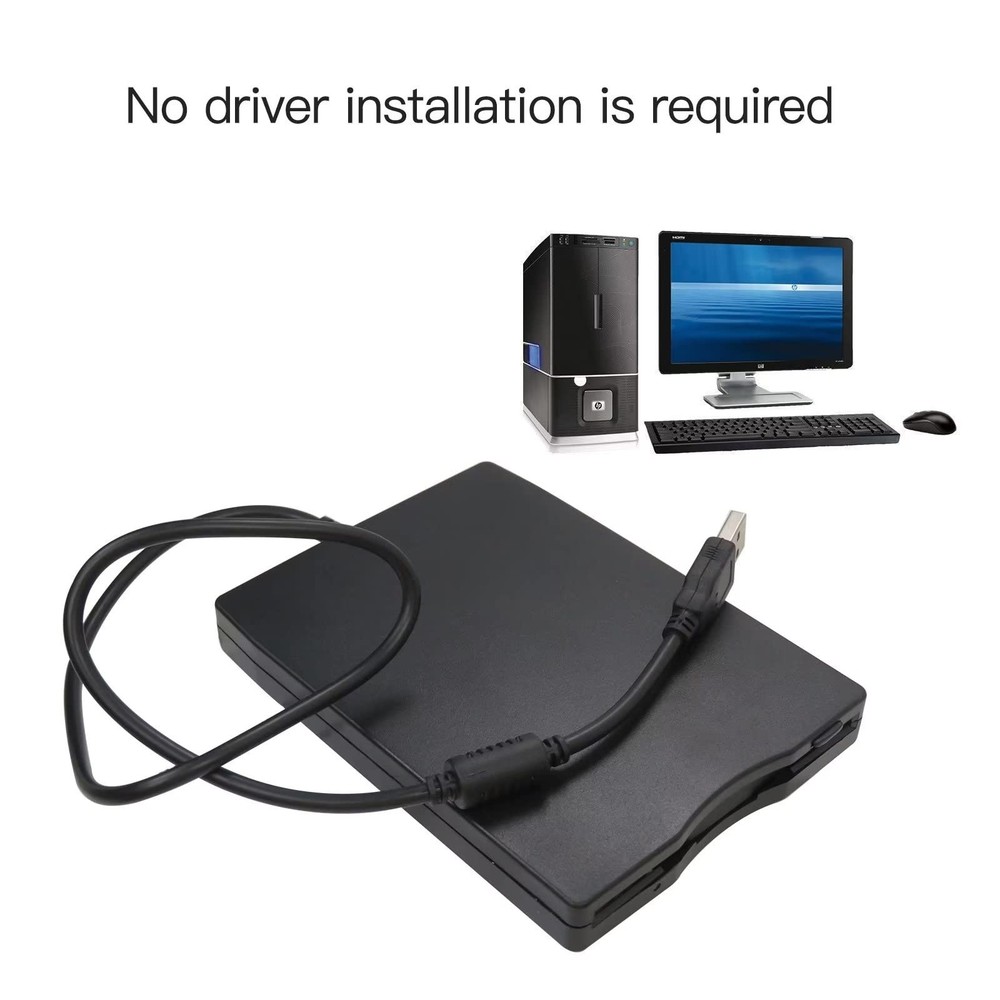 1.44 MB Black USB External Floppy Disk Drive Laptop PC Windows Mac Reader