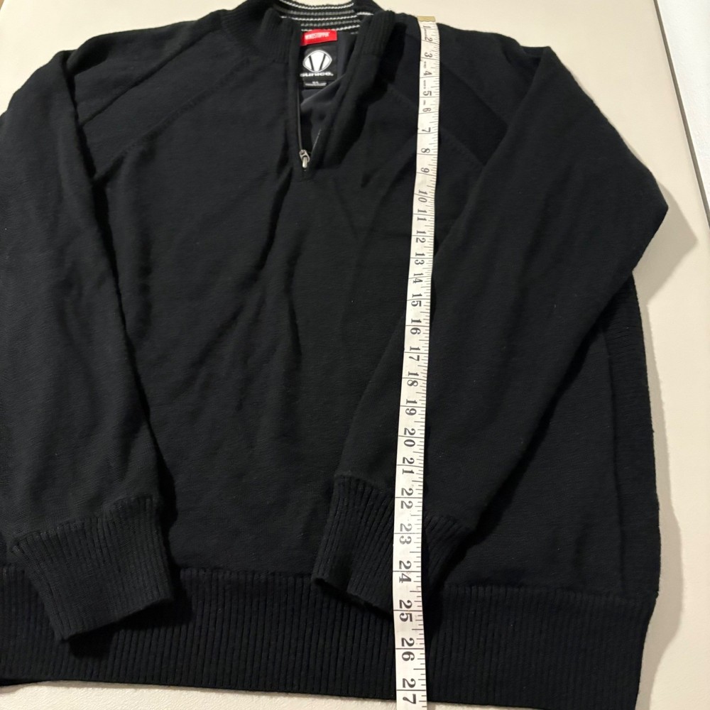 Sunice Windstopper Mens L 1/4 Zip Golf Sweater Black 100% Wool Lined Pullover