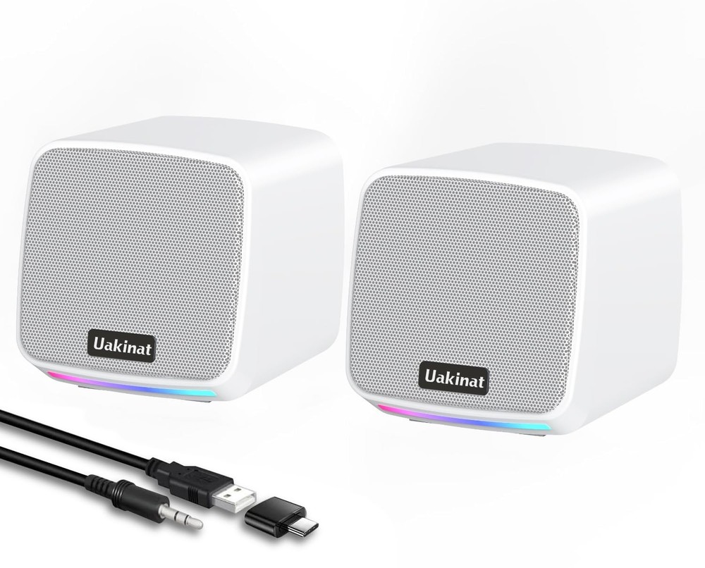 Uakinat Computer Speakers,Computer Speakers for Desktop PC,Desktop White