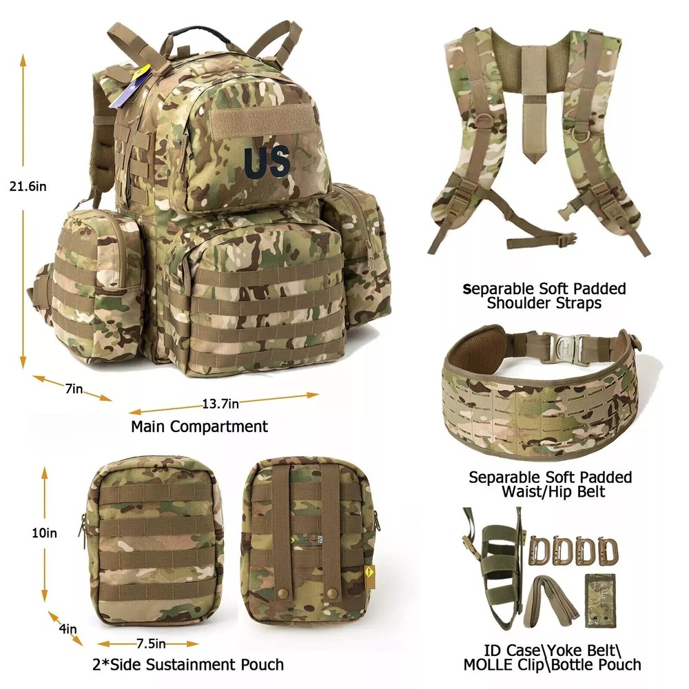 Upgraded MOLLE Medium Rucksack Backpack Internal Frame Capricorn Camo