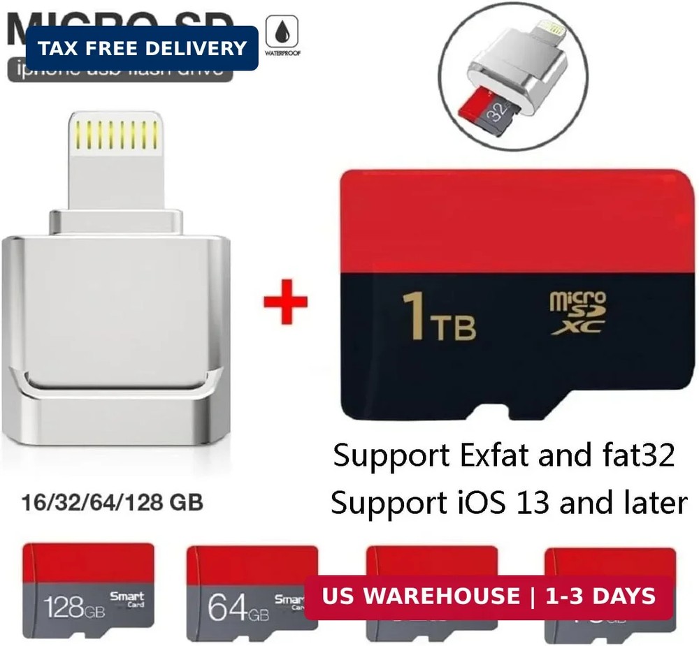 Apple MFi Certified Lightning to Micro SD Card Reader for iPhone, iPad - Support