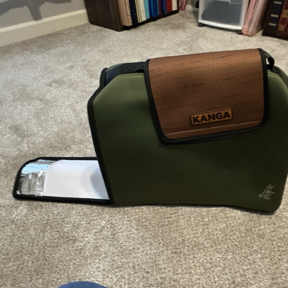 Kanga Insulated Cooler Bag Green Brown Polyester Solid Plain