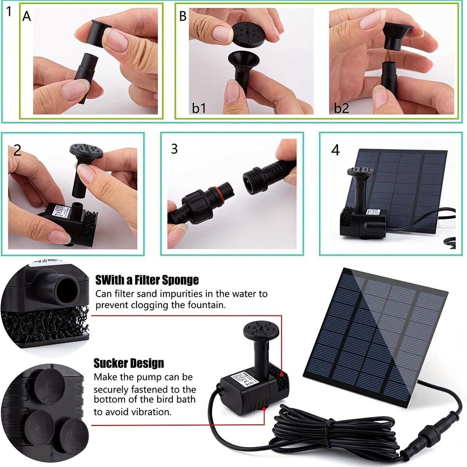 Solar Power Fountain Floating Water Pump for Bird Bath Pond