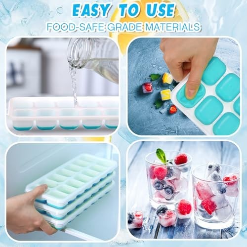 36 Pack Silicone Ice Cube Trays - Flexible Stackable Molds with Lid for Drinks &