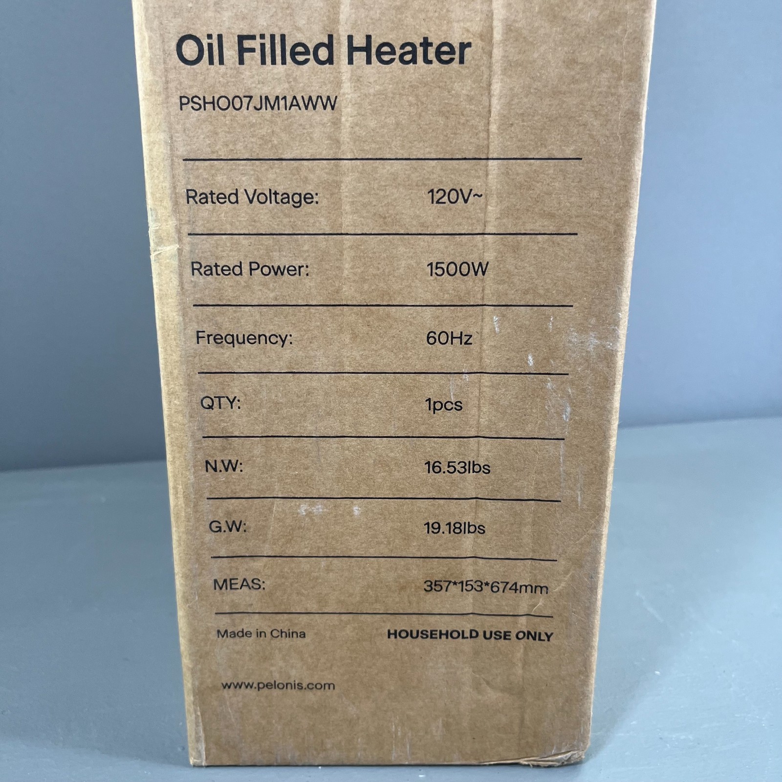 Pelonis PSH007JM1AWW 1500W Oil Filled Radiator Space Heater, White