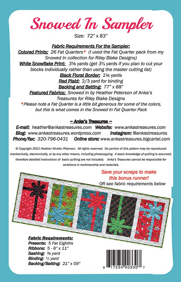 Anka's Treasures SNOWED IN SAMPLER Quilt Pattern
