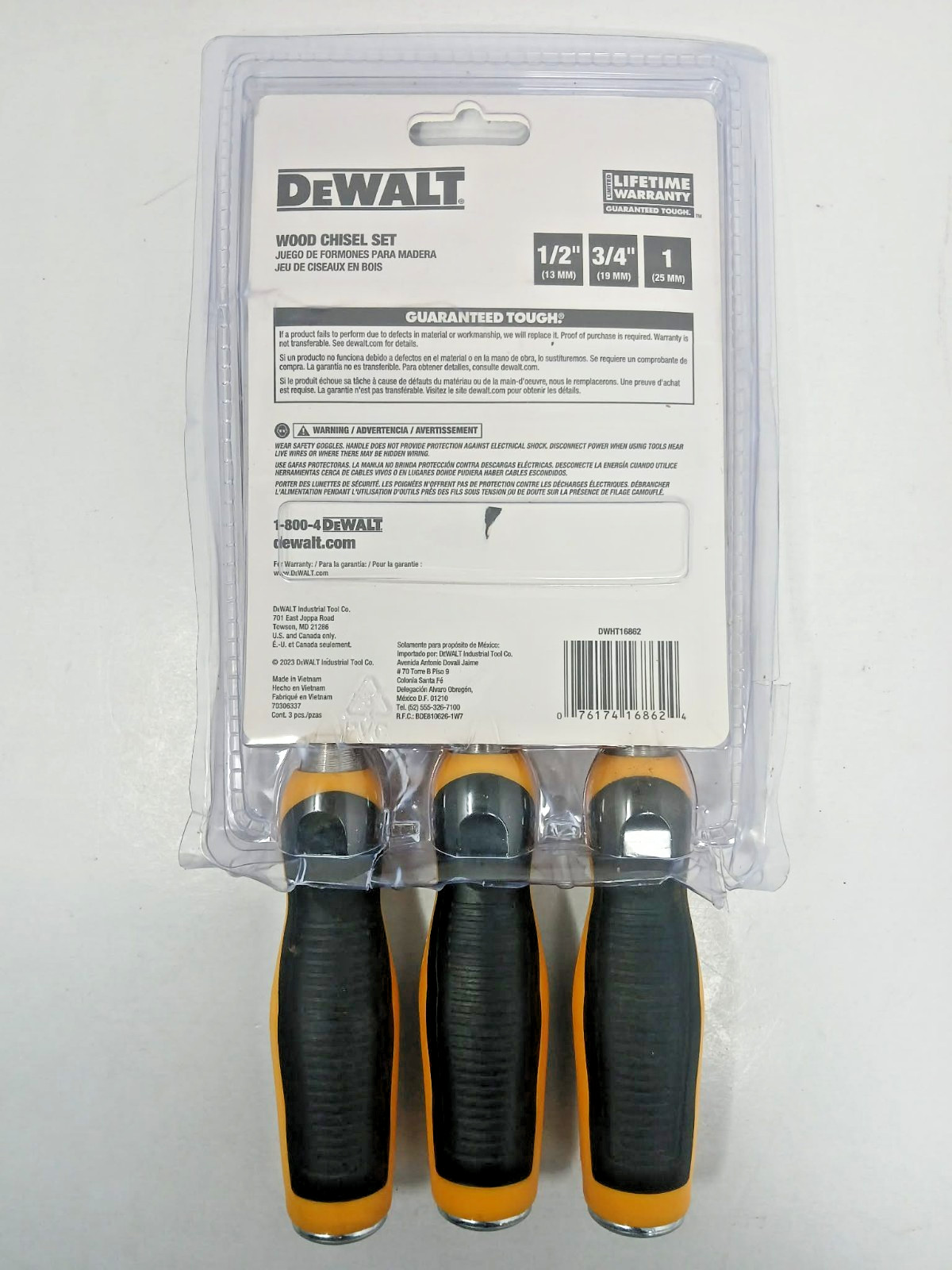 DeWalt DWHT16862 Wood Chisel Set 3-Piece Hand Tool Used
