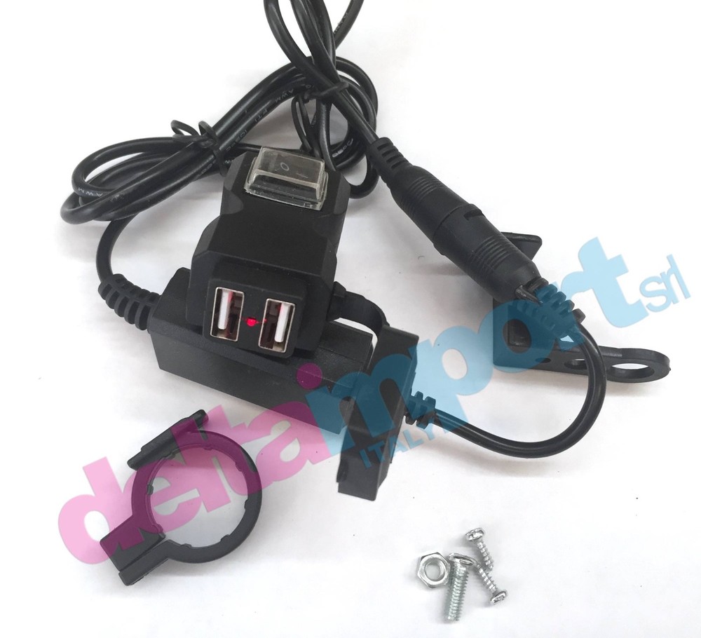 Dual USB Motorcycle Socket 12V Waterproof Handlebar/Plate Fuse Switch