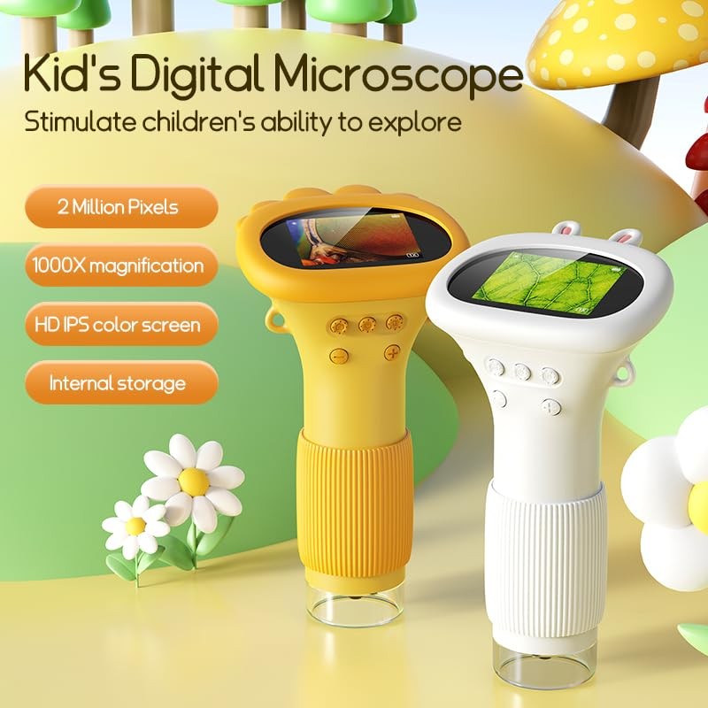 Portable Digital Microscope for Kids, Pocket Handheld Microscope Camera Orange