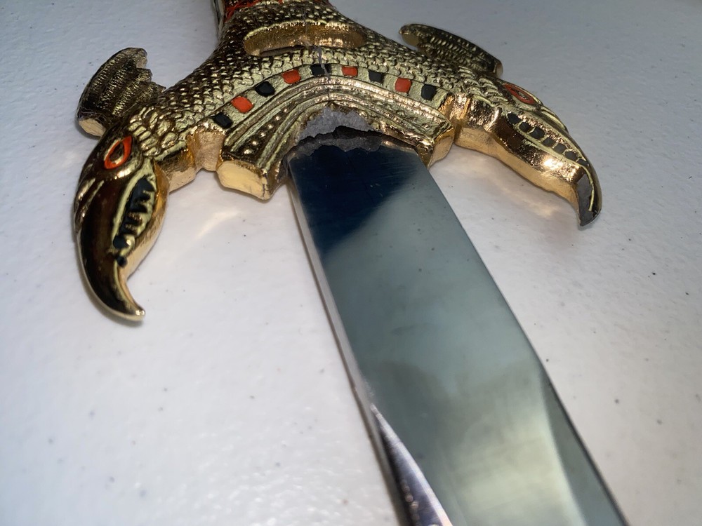 Decorative Dagger Heavy Gold Tone Handle (Needs TLC) 12” Blade