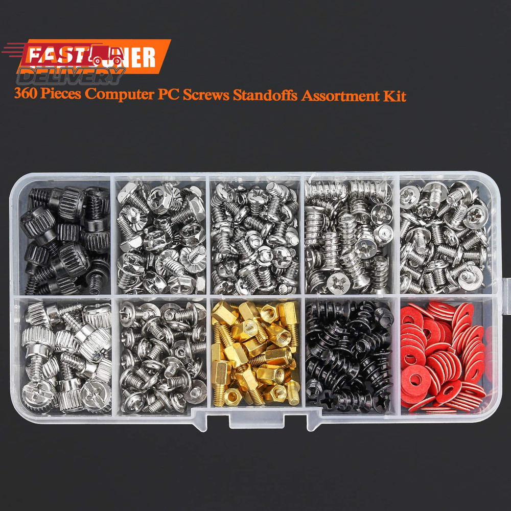 360 Pieces Computer Standoffs Screws Assortment Kit for Hard Drive Computer Case