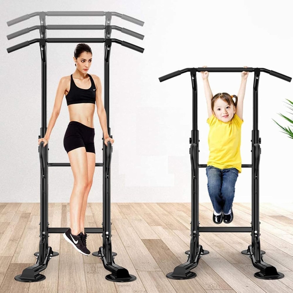 Power Tower Adjustable Height Pull Up & Dip Station Multi-Function Home Stren...