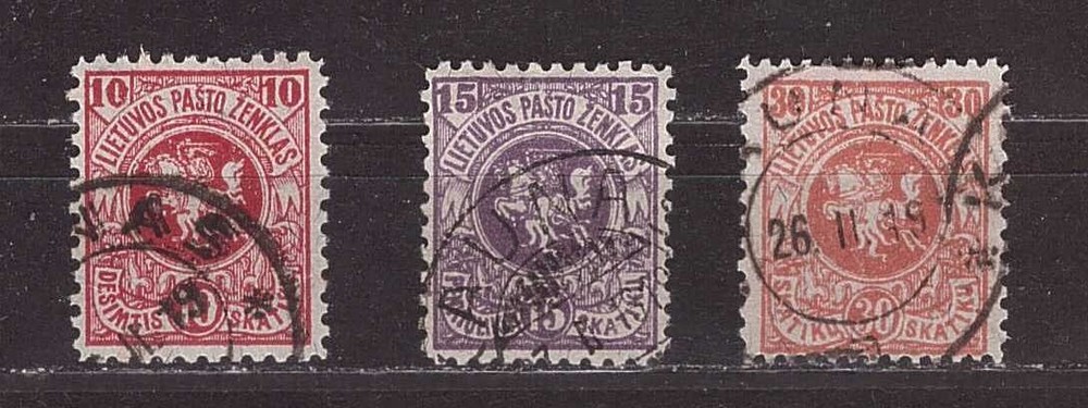 1919 Lithuania Mi 27-29 First Berlin issue, used