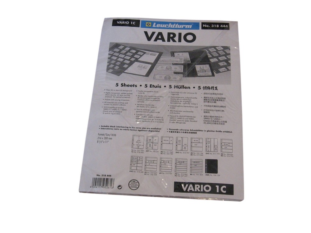 5 Lighthouse Vario 1 Pocket Clear Stamp Stock / Photo Album Pages binder sheets