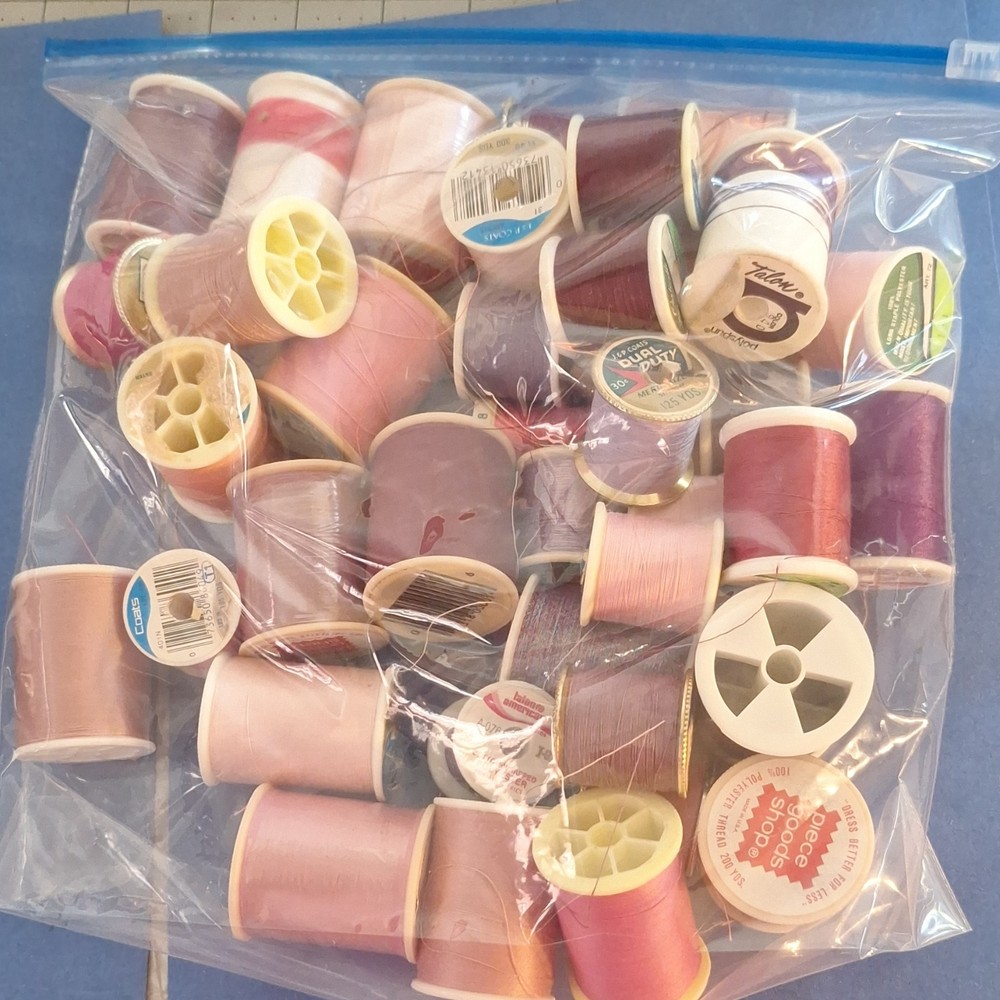 Coats Sewing Thread Spools Lot Pink Purple Multicolor Machine