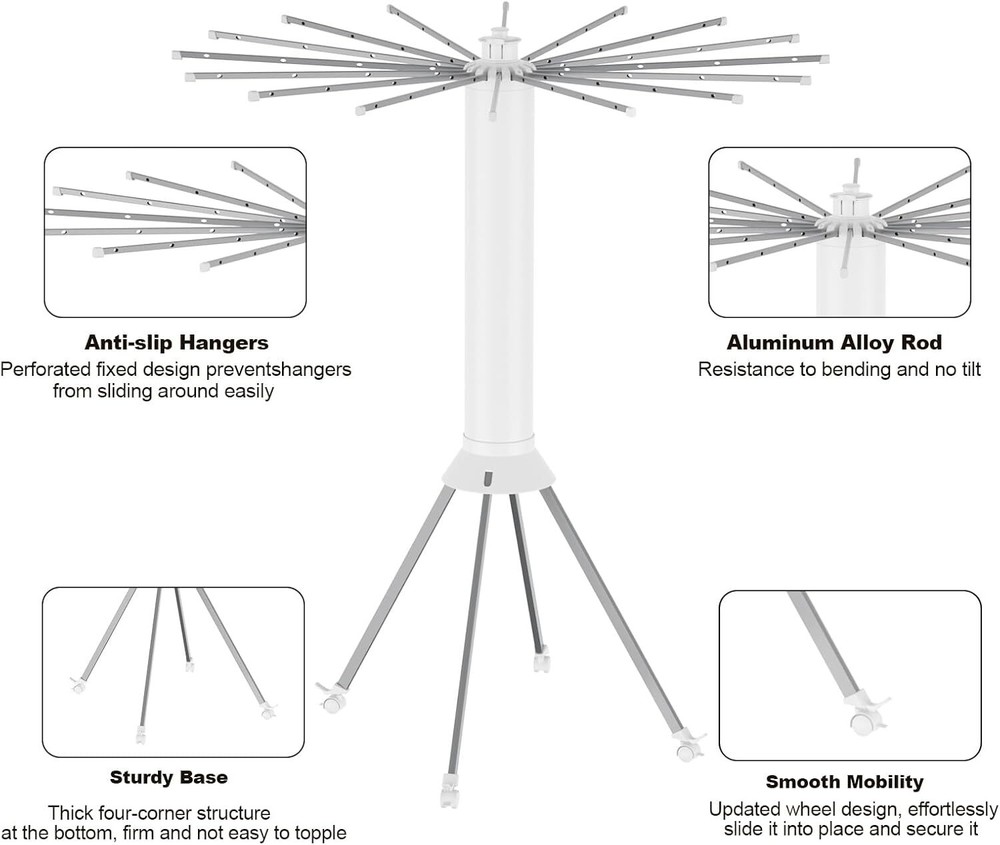 Foldable Octopus Clothes Drying Rack w/4 Pulleys Laundry 90 lbs Loading Capacity