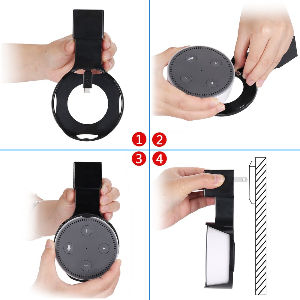 2-in-1 Wall Charging Charger Plug Bracket Mount Holder for Amazon Echo Dot 2