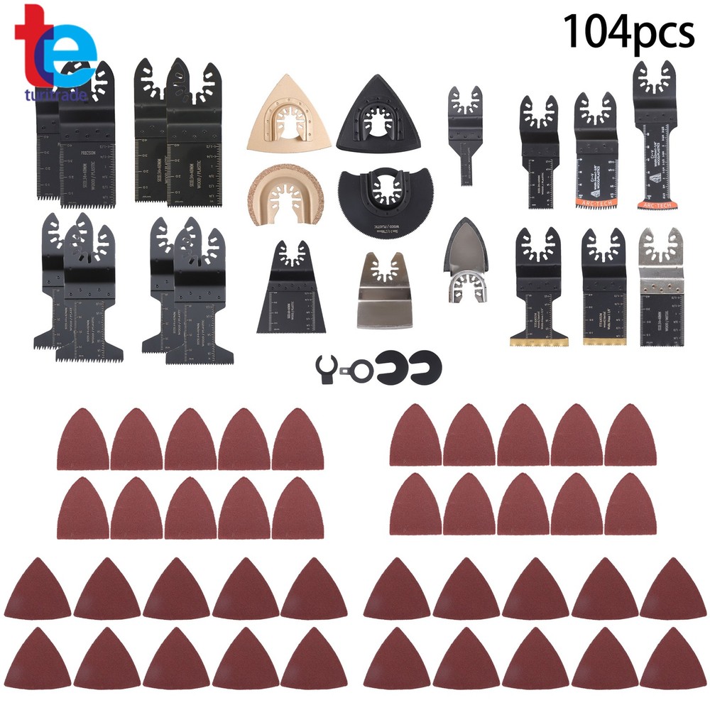 104 PCS Multitool Cutting Blades Kit Quick Release Oscillating Saw Blades